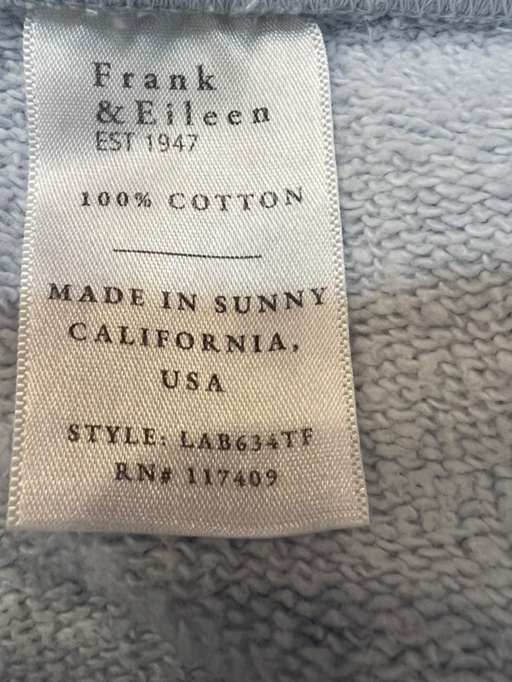 Frank & Eileen Catherine Sweatpants in Light Ice Blue Large - Picture 10 of 14